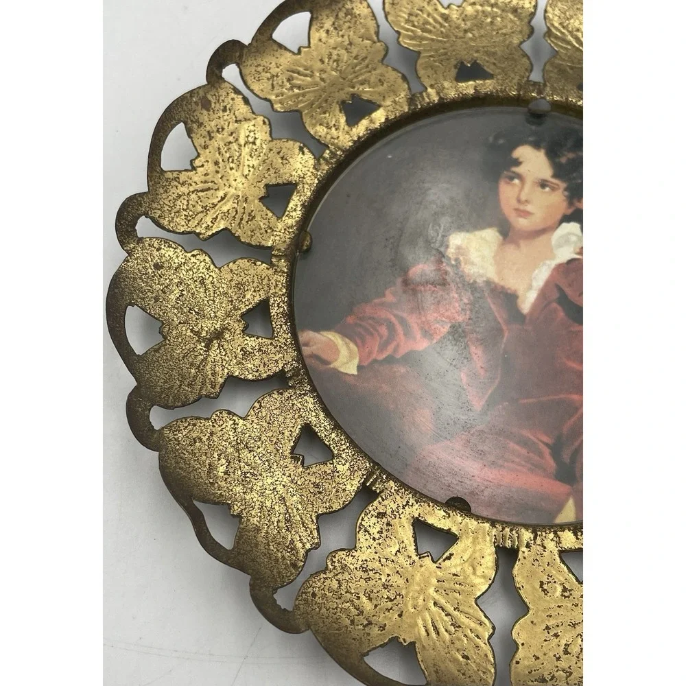 Vtg Butterfly Mini Portrait Wall Decor Brass Set Of 4 Made In England Victorian